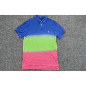 Polo Ralph Lauren Shirt Mens‎ Med Custom Fit Blue Green Pink Color Block